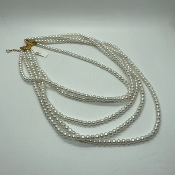 Multi Strand Faux Pearl Beaded Adjustable Necklace - Picture 2 of 4